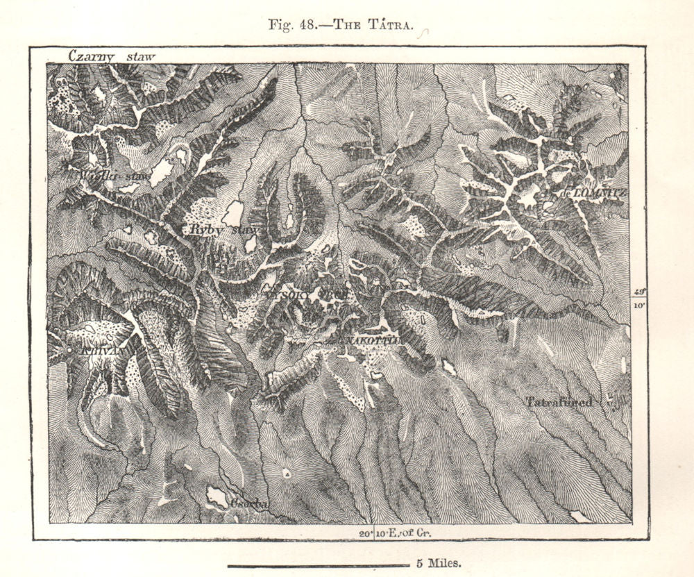 The Tatra. Slovakia. Sketch map 1885 old antique vintage plan chart
